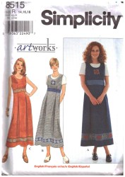 8515 SIMPLICITY SLEEVELESS BACK TIED DRESS OR JUMPER, KNIT TOP PATTERN 8-12 UNCUT